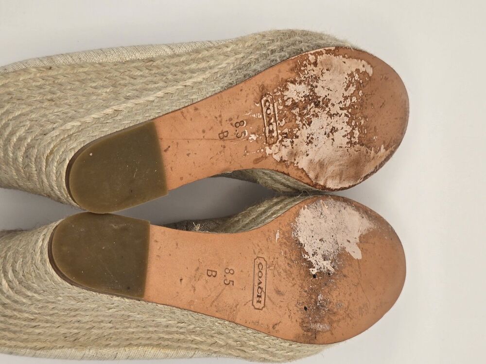 Coach Milan Platform Espadrille Wedge Heel Peep Toe Gold Size 8.5 - Picture 13 of 13